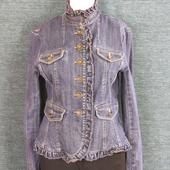 INC International Concepts Jackets & Blazers - INC Ruffled Denim Moto Jacket!